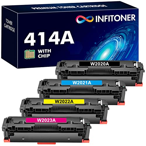 414A Toner Cartridges 4 Pack (with Chip) Compatible Replacement for HP
