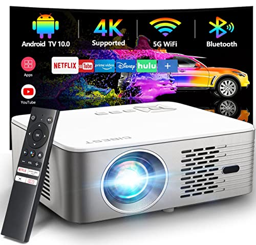 4K Support Android TV 10.0 Projector 5G WiFi Bluetooth Native 1080P