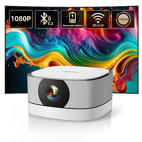 【Battery Powered】Outdoor Projector with WiFi and Bluetooth 1080P: 480 ANSI 16000L Lisowod Mini Portable Rechargeable Projector