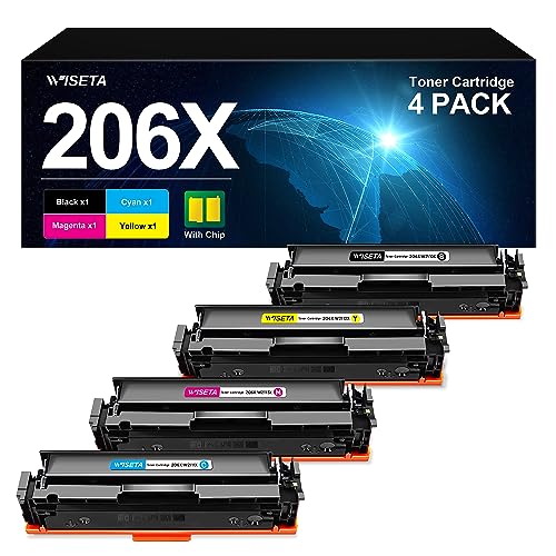 206X Toner Cartridges 4 Pack High Yield (with CHIP) Compatible Toner Cartridge Replacement for HP