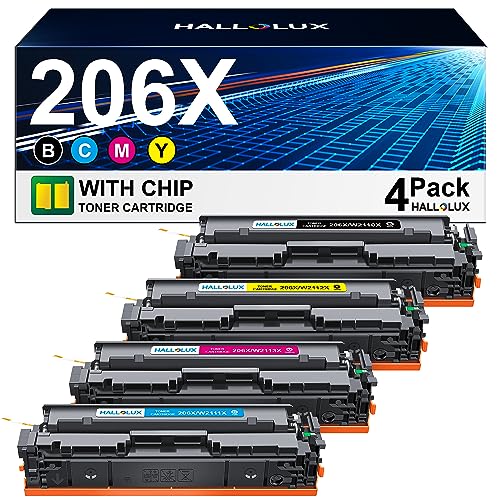 206X 206A Toner Cartridges (with Chip) for HP 206A 206X Toner Cartridge Replacement 4 Pack High Yield