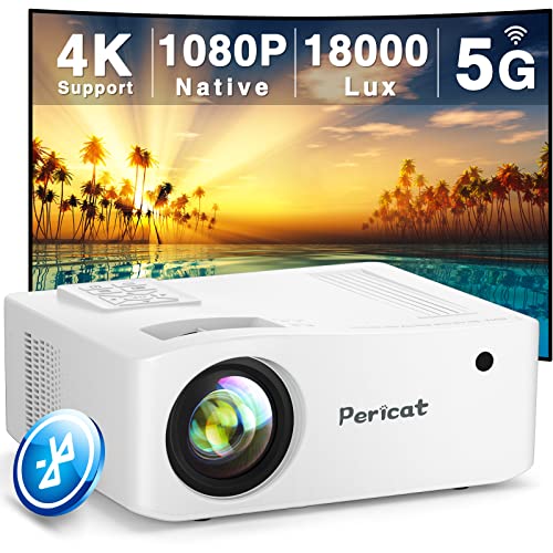 5G WiFi Bluetooth Projector, Native 1080P Outdoor Movie Projector with 350" Display