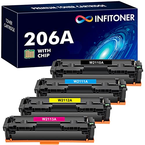 206A Toner Cartridges 4 Pack (with Chip) Compatible for HP 206A 206X for HP Color Laserjet Pro MFP M283fdw M283cdw Pro M255dw M283 M255 Printer